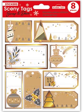 naametiket kerst 8x beige