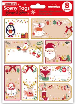 naametiket kerst 8x rood