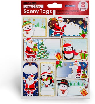 etiket kerst ass 8 stuks
