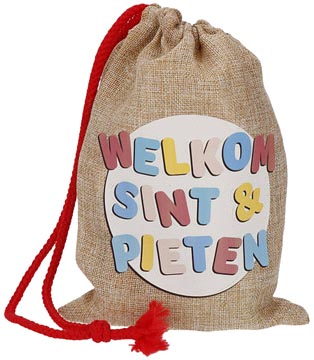 jute zak welkom 18x25cm kleur