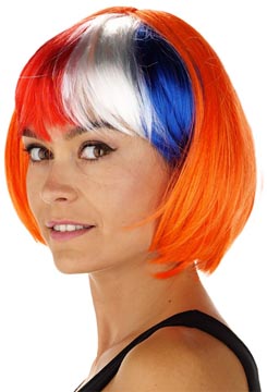 oranje pruik bob met pony
