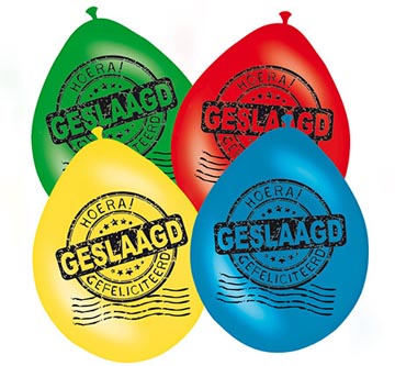 ballon 30 cm 8x ass geslaagd
