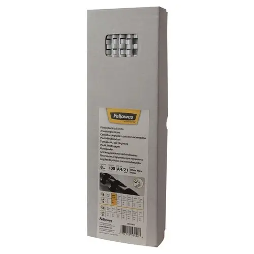 Fellowes bindruggen, pak van 100 stuks, 8 mm, wit
