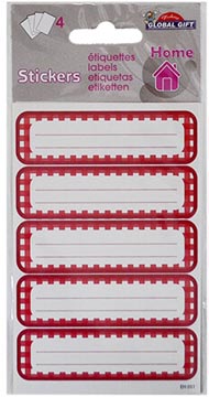 huishoudetiket geruit rood 20x