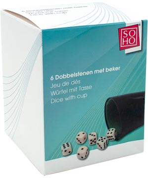 soho 6 dobbelstenen met beker