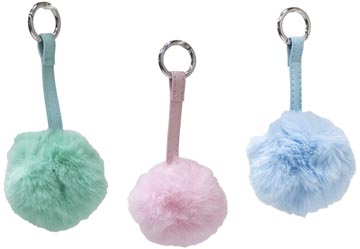 pastel sleutelhanger pompom