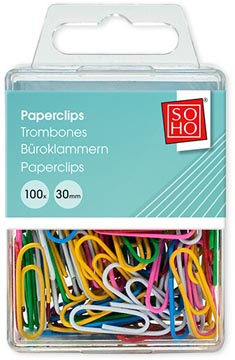 soho papierklem 30 mm ass 100x