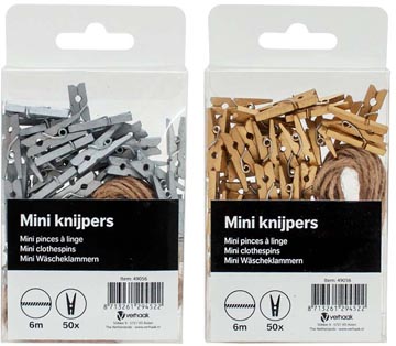 mini knijper 50x met touw 6m