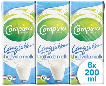 campina halfvolle melk 0,2l p6