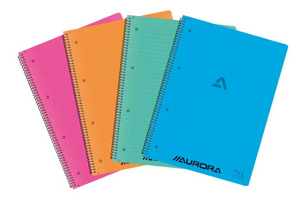 SPIRAALSCHRIFT PP A4 + TRANSPARANTE GEKLEURDE OMSLAG 80BLZ (Q4X8MM)