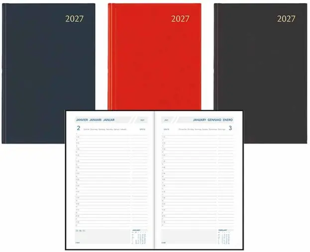 Agenda Folio 1Dp 6T Balacron geassorteerde kleuren (zwart-blauw-rood)                   