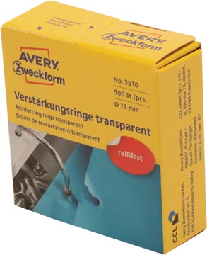 Zweckform Avery Versterkingsringen 3510, 13Mm 500 Stuks Transparant
