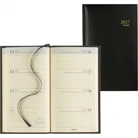 Agenda Brepols Interplan Lima zwart 1 week per 2 pagina's 6-talig Ft 90 x 160 mm