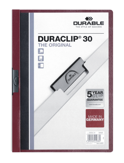 Durable, Klemmap Duraclip A4, 3Mm, Tot 30 Vellen Aubergine