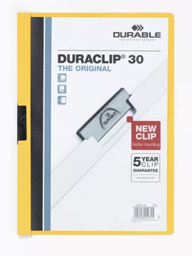 Durable, klemmap Duraclip A4, 3mm, tot 30 vellen, GEEL