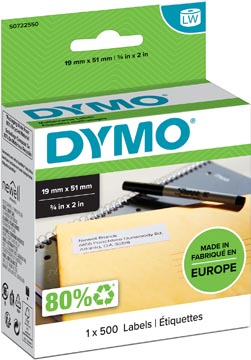 Etiket Dymo LabelWriter multifunctioneel 19x51mm 1 rol á 500 stuks wit