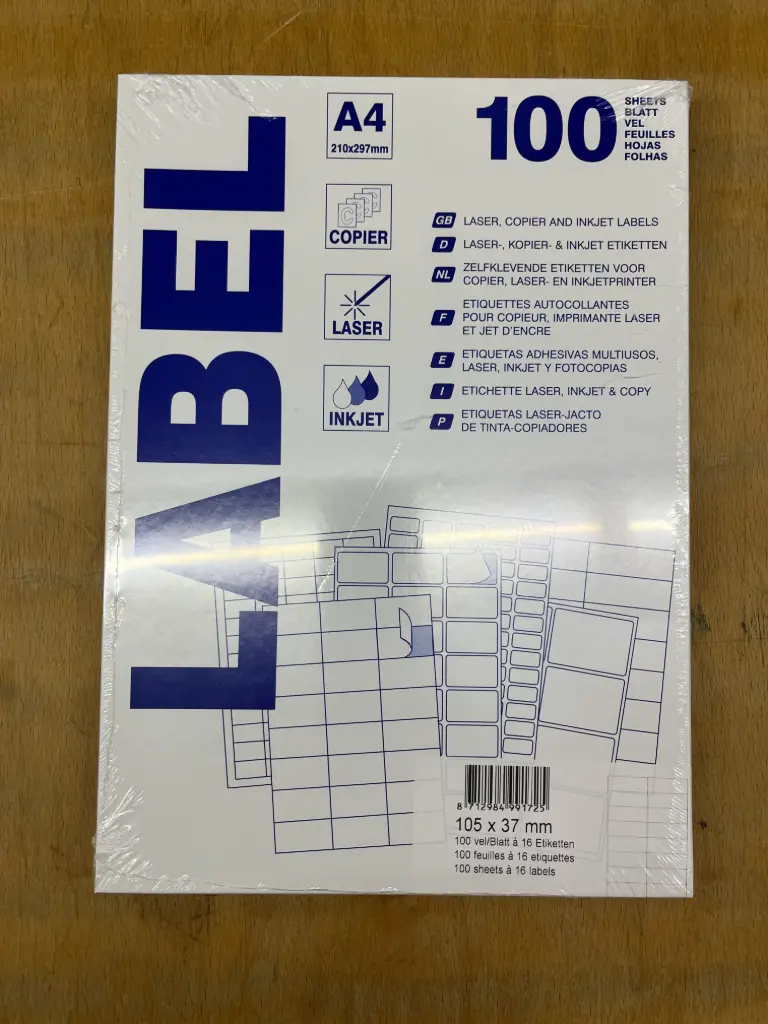 etiketten 100 vellen (105x37mm, a4/16)