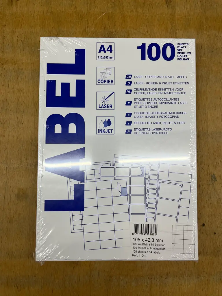 etiketten 100 vellen (105x42,3mm, a4/14)
