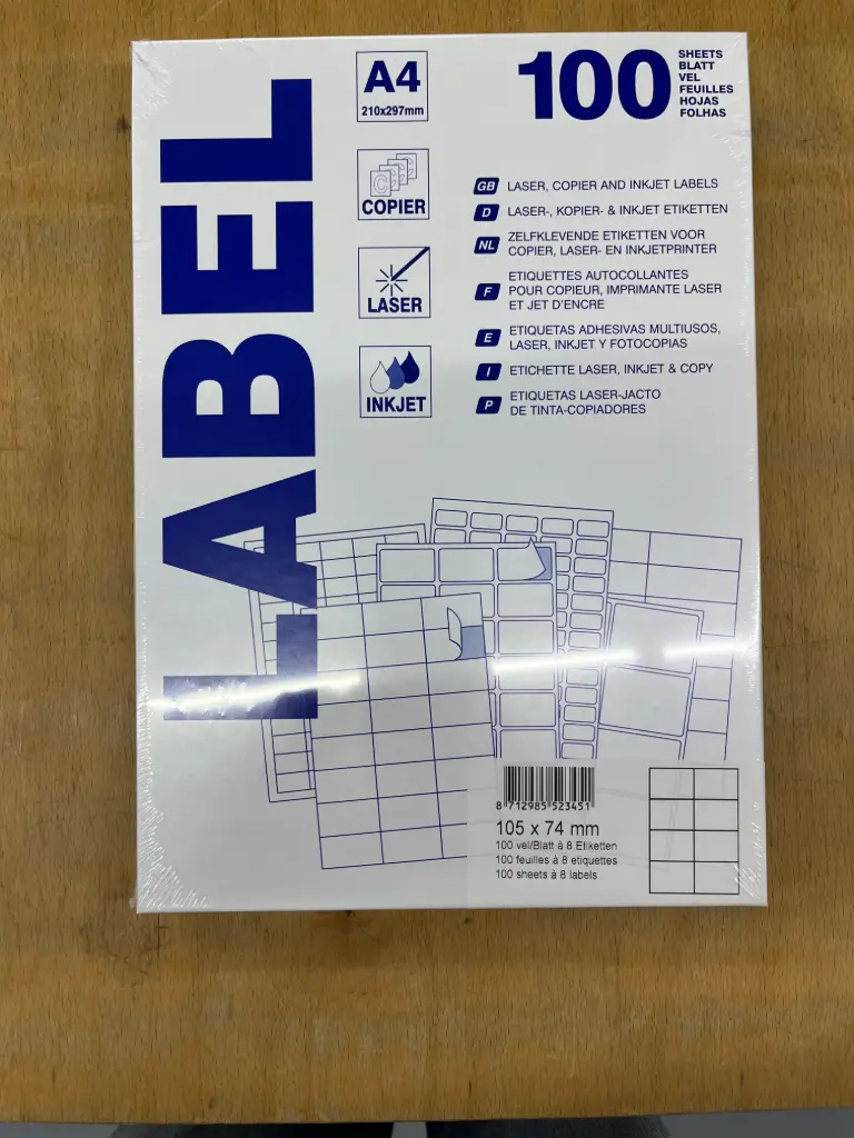etiketten 100 vellen (105x74mm, a4/8)