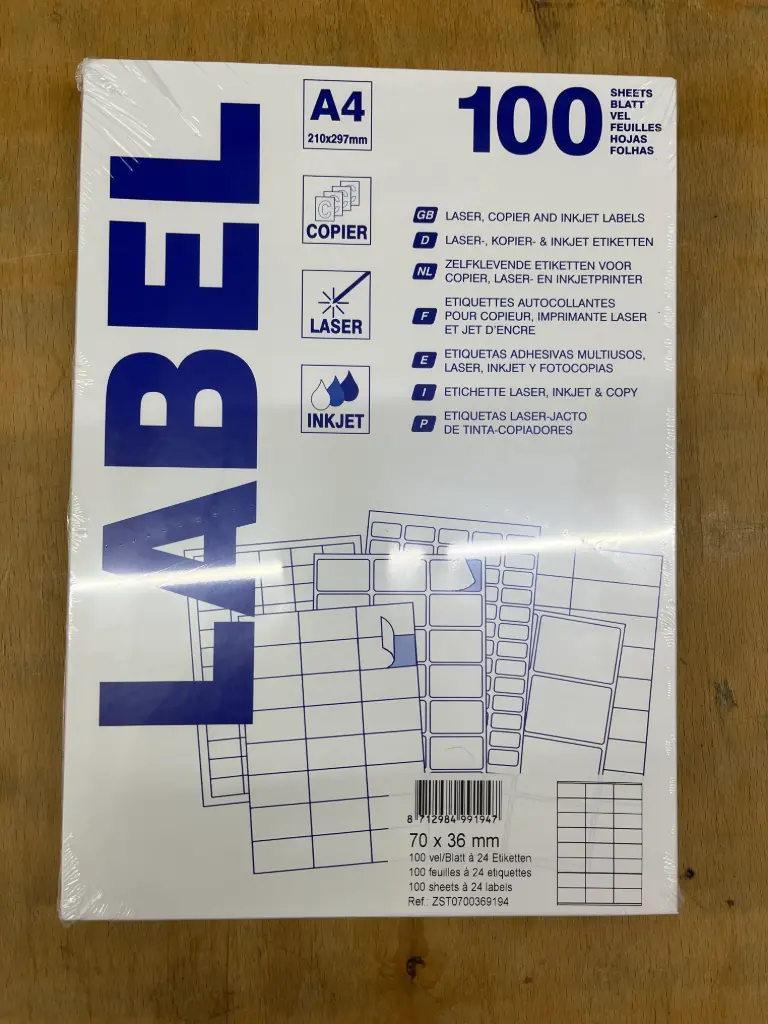 etiketten 100 vellen (70x36mm, a4/24)