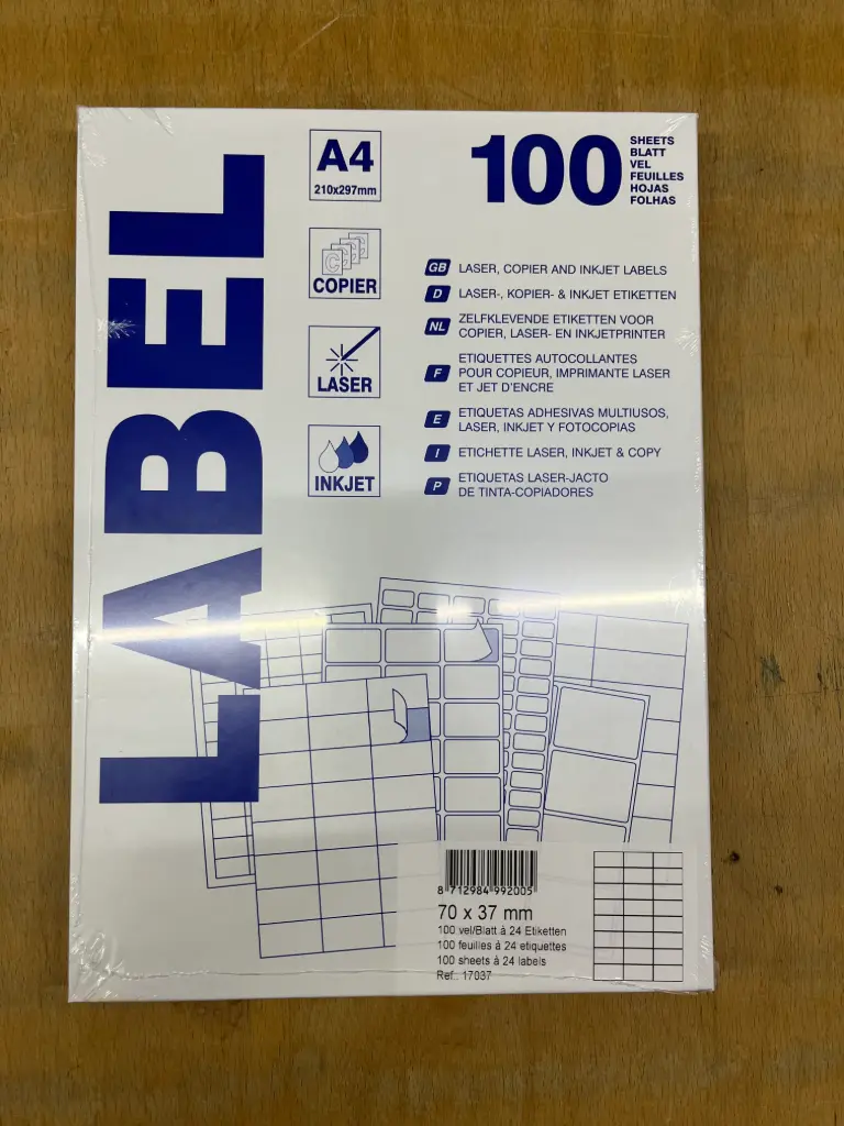 etiketten 100 vellen (70x37mm, a4/24)