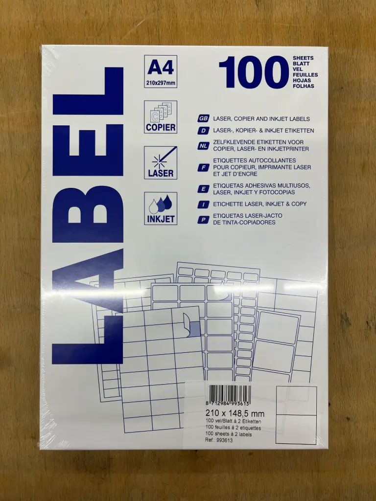 etiketten 100 vellen (210x148.5mm, a4/2)