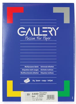 Gallery Witte Etiketten Ft 70 X 25 Mm (B X H), Rechte Hoeken, Doos Van 3.300 Etiketten