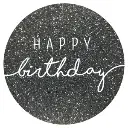 Etiketten ’Happy Birthday’ Glitter Antraciet/Wit (1000St)