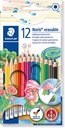 Etui Kleurpotloden Uitgombaar 12 Stuks