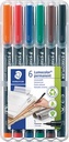 Etui Lumocolor Staedtler 313 Permanent (Dikte 0,4Mm 6 Kleuren)