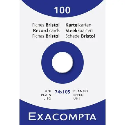 Etui 100 Steekkaarten Bristol - Effen Niet Geperforeerd 74X105Mm - Wit