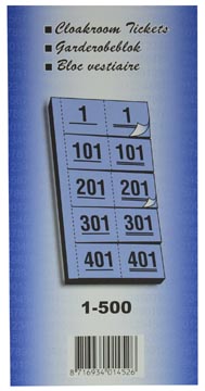 Garderobeblokken nummers van 1 t.e.m. 500, geel