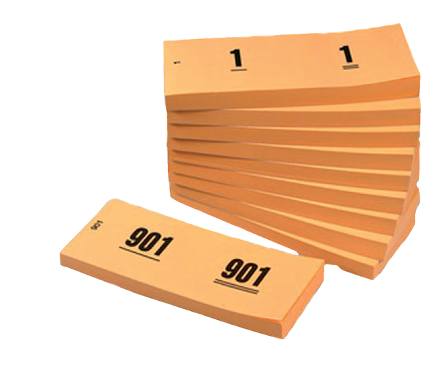 Nummerblok 42x105mm - oranje - 10st