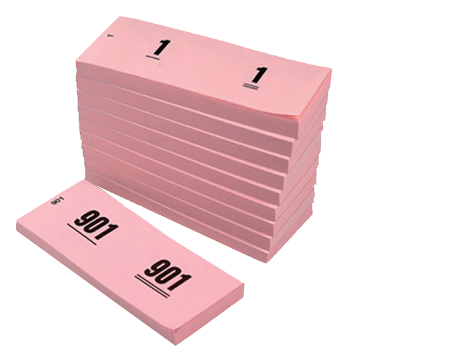 Nummerblok 42x105mm - roze 10st