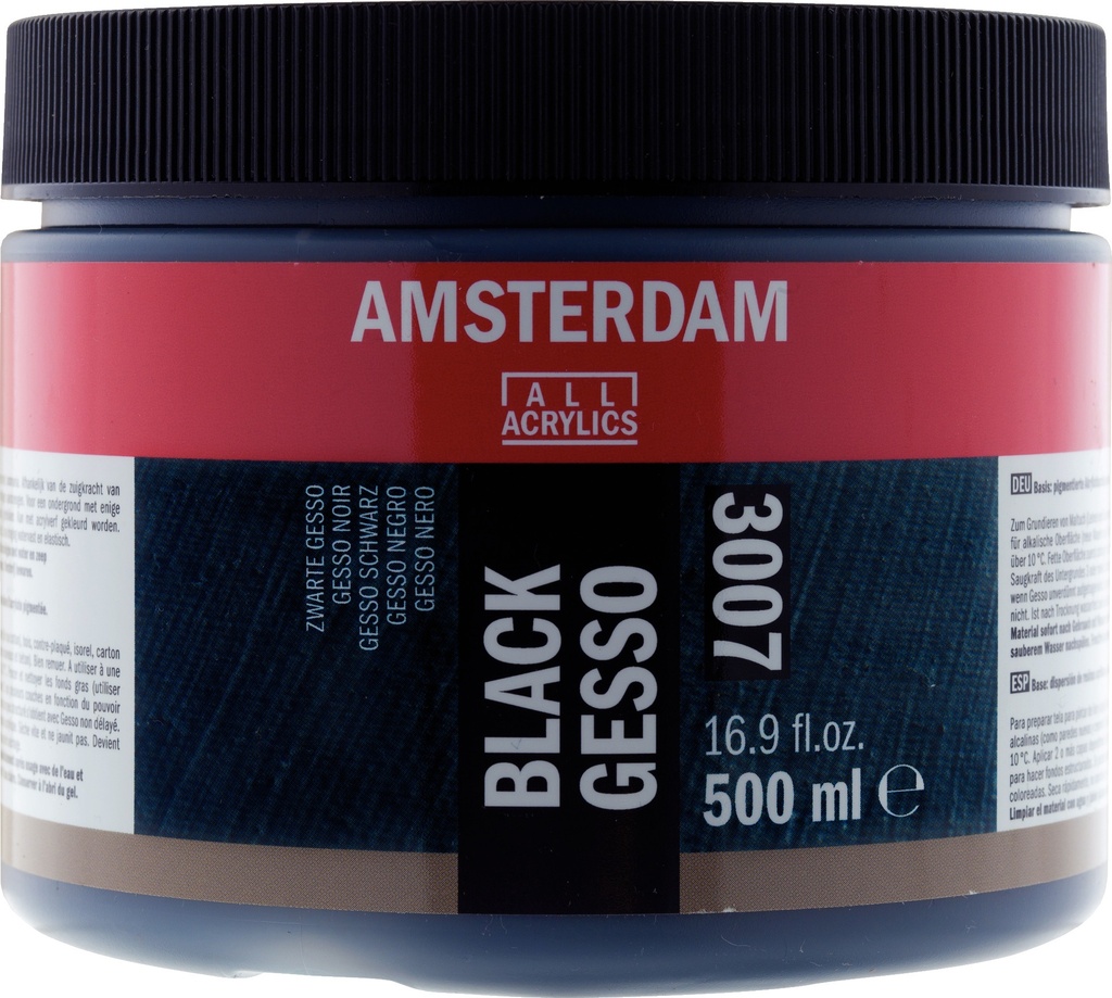 Amsterdam Zwart Gesso 3007 Pot 500 Ml