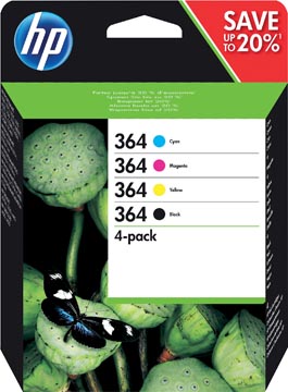 HP 364 PSC Inkt (4) cmyk ST 1x250/3x300pagina's 1x6/3x3 ml