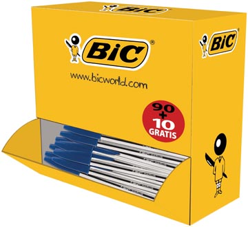 Bic Balpen Cristal Medium Voordeelpak 90 + 10 Gratis, Blauw
