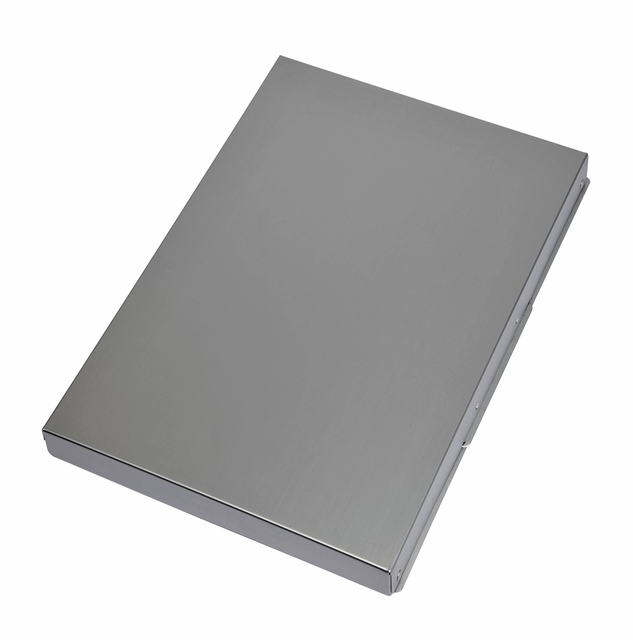 MAULassist klembordkoffer aluminium A4 staand, draait linksom open (zijkant)