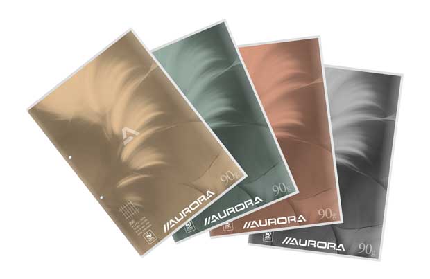 Cursusblok Aurora Writing (Mano) A4 commercieel geruit 90gr kantgelijmd met kantlijn /200blz