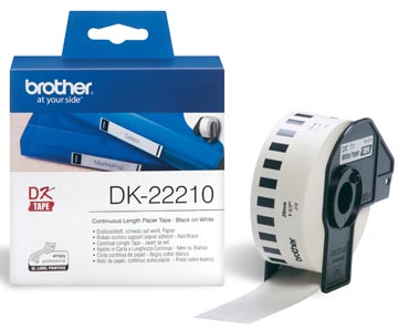 Dk22210 Brother Ql550 Etiketrol 29Mm Wit Zwart 30,48 Meter Permanent