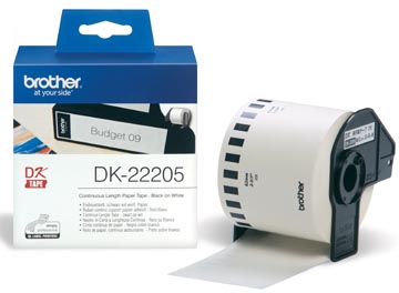 Dk22205 Brother Ql550 Etiketrol 62Mm Wit Zwart 30,48 Meter Permanent