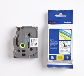 Tze241 Brother Pt Labeltape 18Mm Wit Zwart 8 Meter Gelamineerd