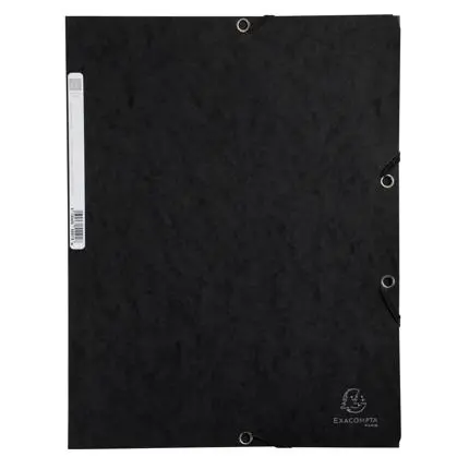 elastomap 3 kleppen in glanskarton met rugetiket, 400g/m2 - a4 - zwart