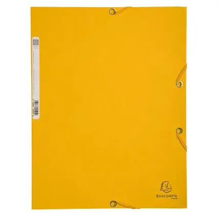 elastomap 3 kleppen in glanskarton met rugetiket, 400g/m2 - a4 - geel