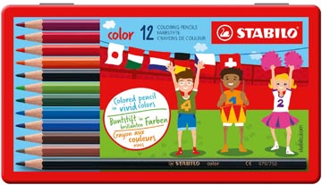 STABILO Color - Kleurpotlood - Intense Kleuren En Makkelijke Kleurafgifte - Metalen Etui Met 12 Kleuren