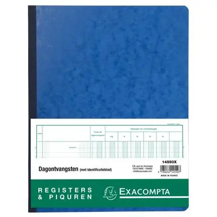 Boekhoudingsregister Dagontvangsten - Met Identificatieblad - Nederlandstalig - Ingebonden - 80 Blad
