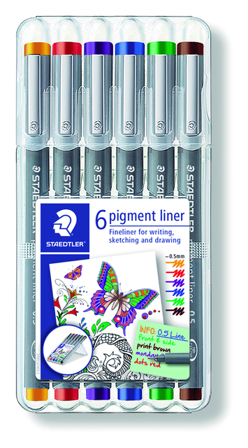 Fineliner Staedtler Pigment 308 Assorti 0.5Mm Set À 6Stuks Assorti
