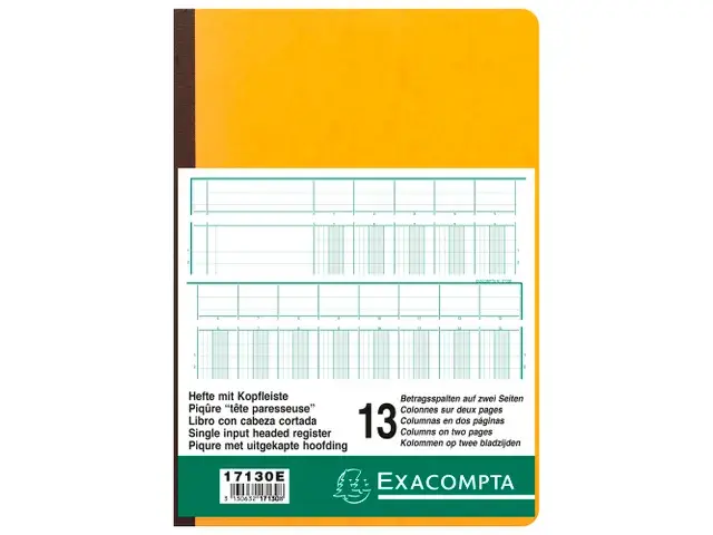 Register Met Uitgesneden Hoofd - 29,7X21Cm - 13 Kolommen Op 2 Pagina'S - 34 Lijnen - 80 Blad 