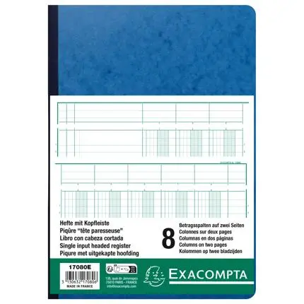 Register met uitgesneden hoofd - 29,7x21cm - 8 kolommen op 2 pagina's - 34 lijnen - 80 blad - Geassorteerde kleuren