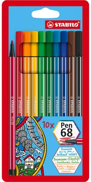 Viltstift Stabilo Pen 68/10 Medium Assorti Etui À 10 Stuks